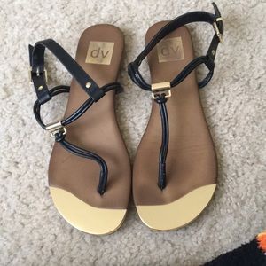 Black, brown and gold sandals